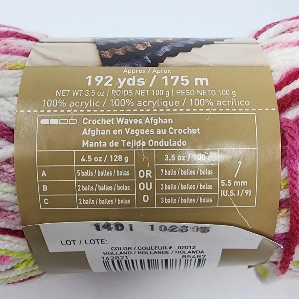 4 Skein Impeccable Yarn by Loops & Threads Pink Yellow 3.5 oz 192 Y 100% Acrylic